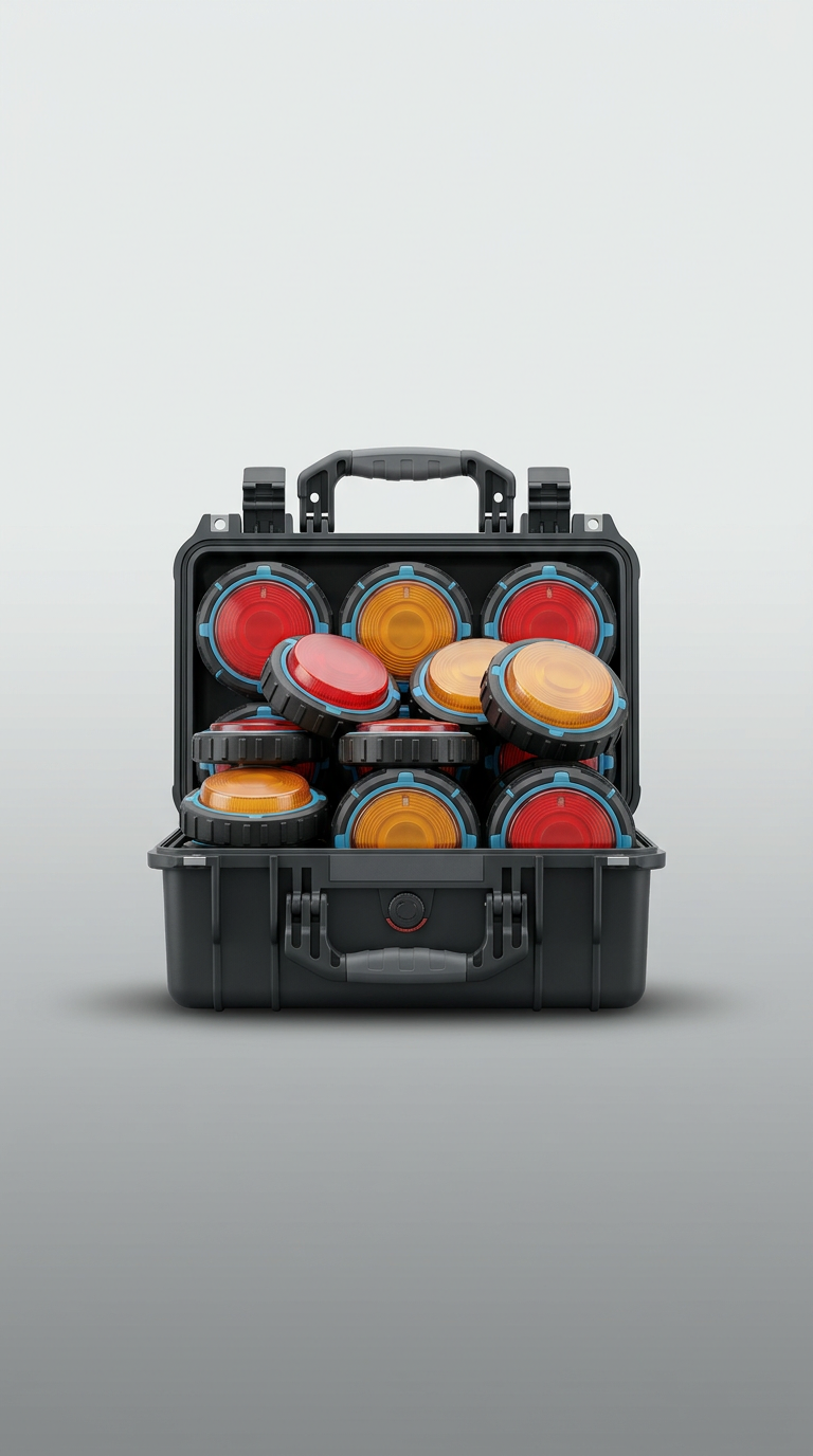 Emergency roadside LED flare kit, magnetic base