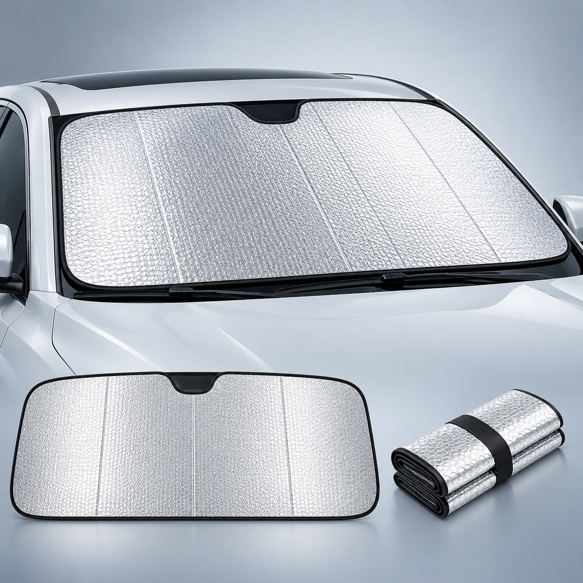 Car Windshield Snow Cover | PE Aluminum Film Winter Ice & Frost Shield | UV Protection & Dustproof Sunshade for Car Windshield