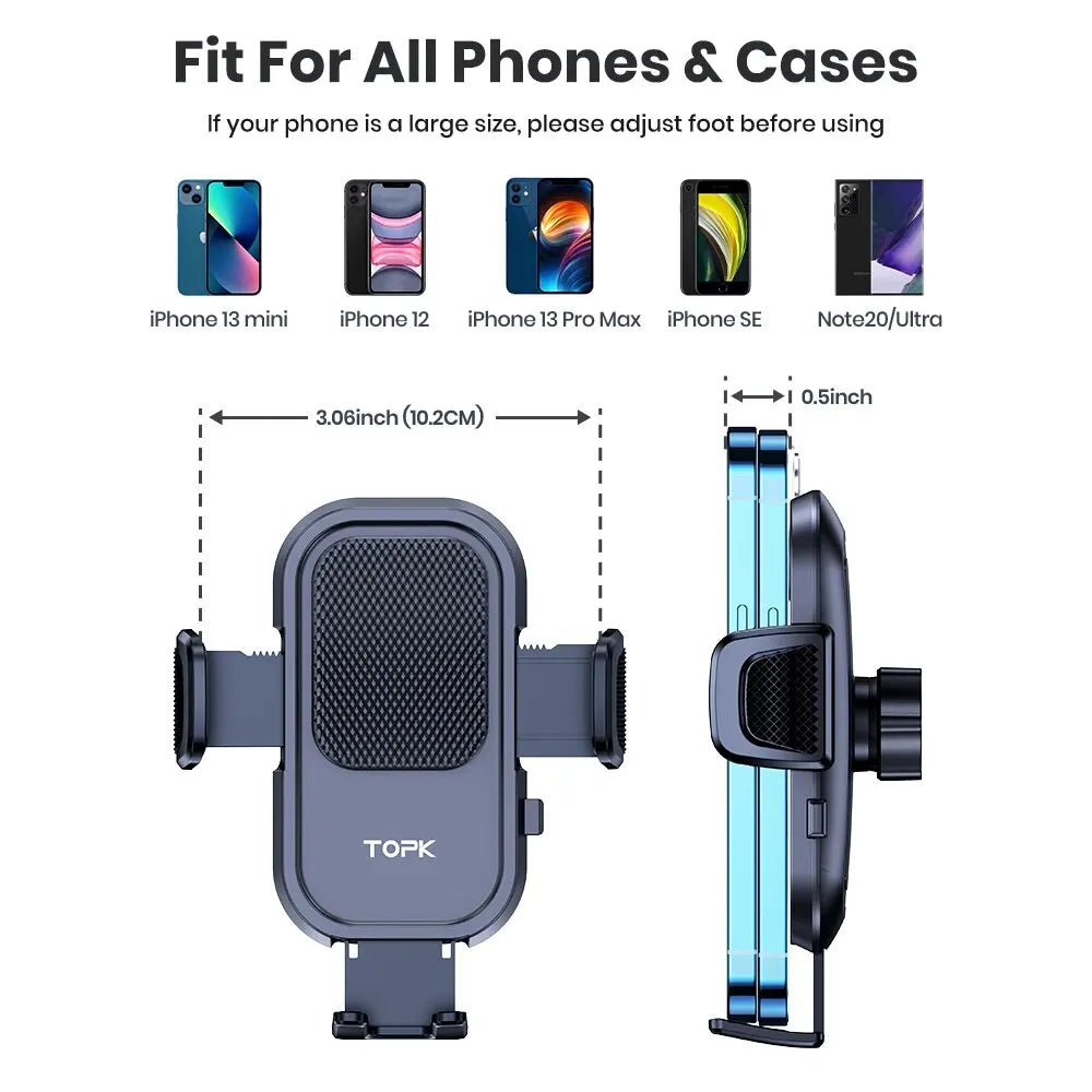 TOPK Car Phone Holder Mount for IPhone[Powerful Suction] Phone Mount for Car Dashboard Car Accessories Automobile for Smartphone